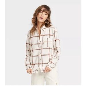 Universal Thread Relaxed Fit Long Sleeve Flannel Button-Down (XS)